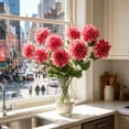 thumbnail image 4 of Gallickan 1pc 3-Head Artificial Dahlia Flower, 25.19in Faux Silk Large Bloom Stem, Realistic Peony for Home Table Wedding Decor, Red, Style I, 4 of 6