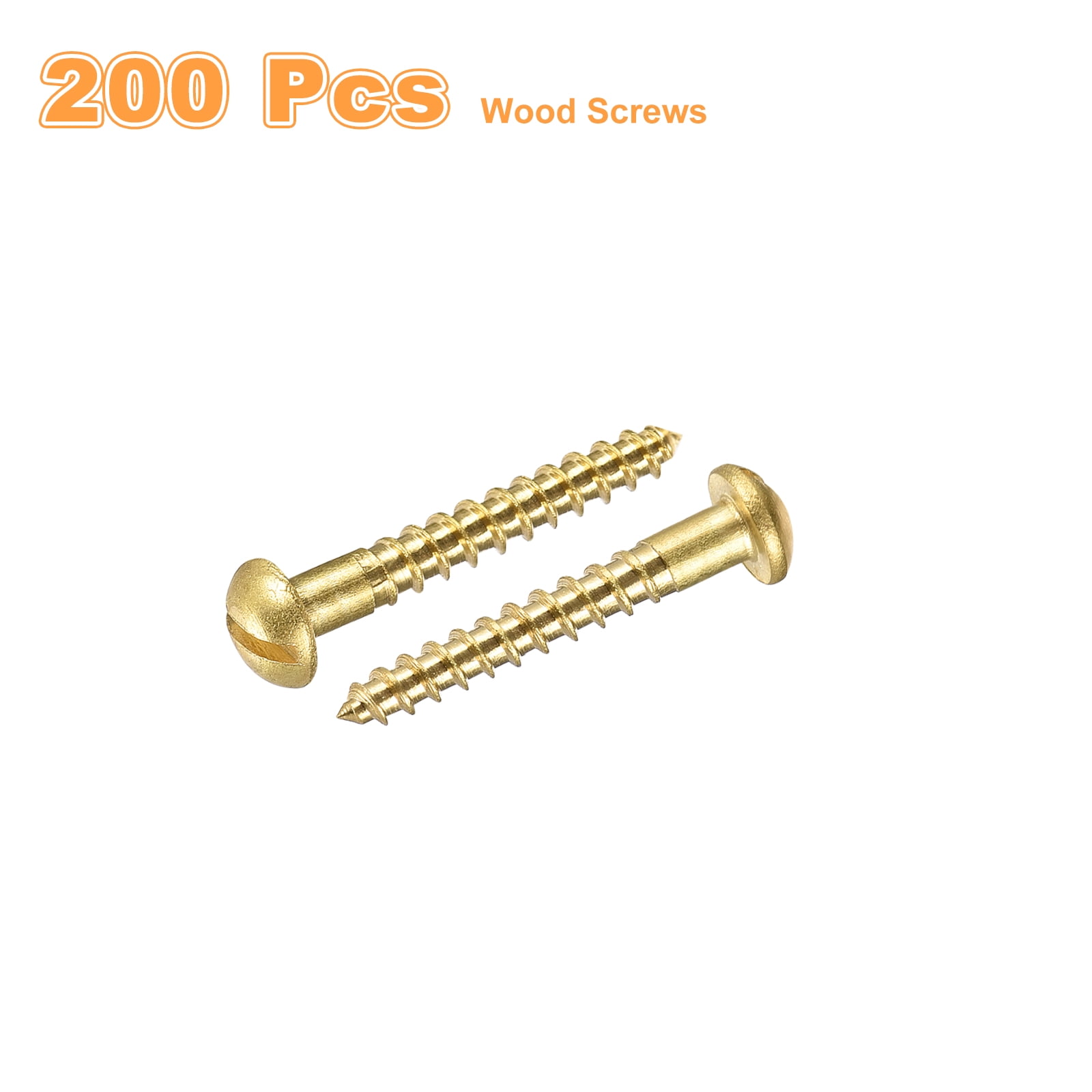 Wood Screws M2.5 x 16mm Slotted Round Head Copper Self-Tapping Screw 200 Pcs