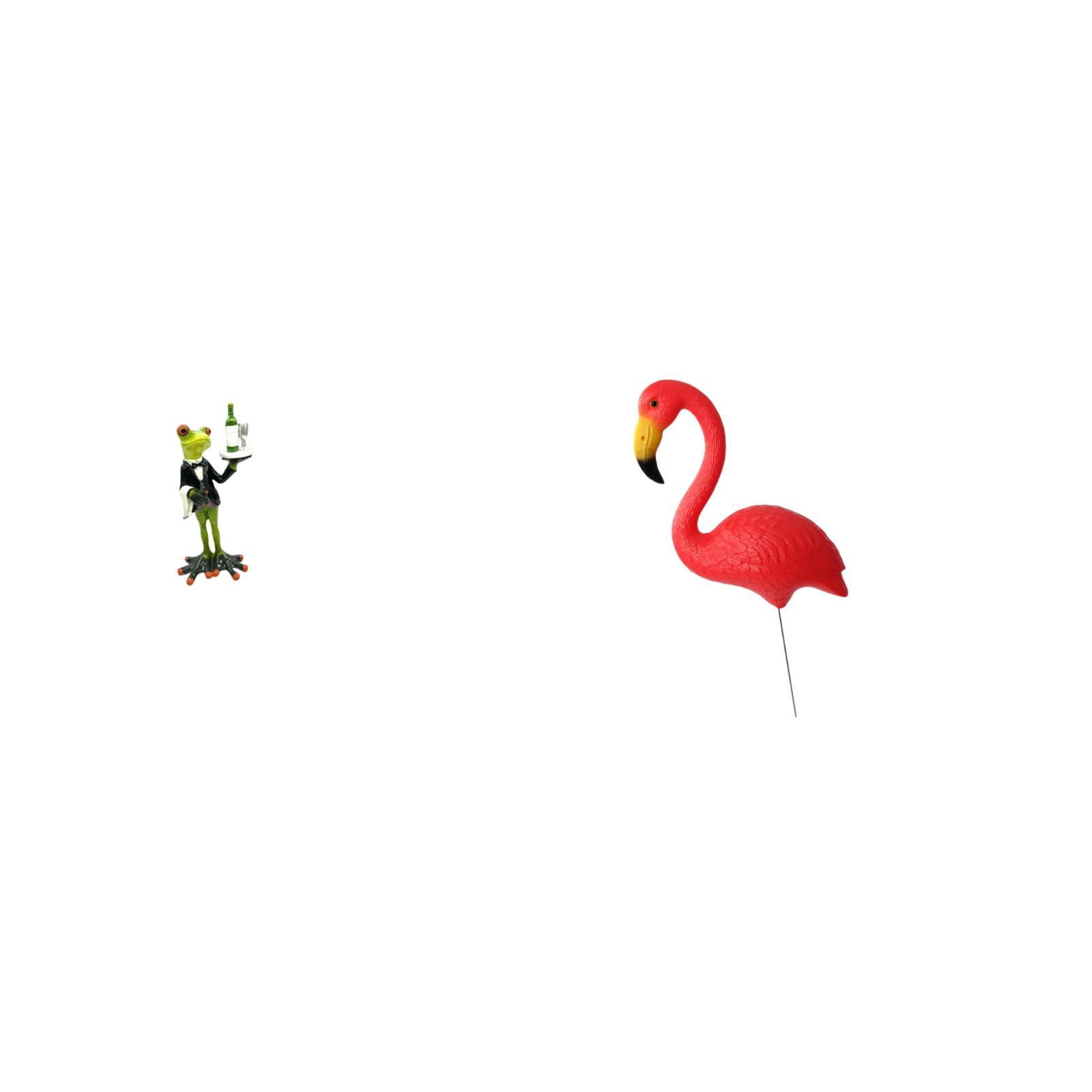 CoudarTitie Frog Bird Statue Sculpture Creative Animal Figurine Decorative Ornament for Tabletop Fireplace Entrance Shelf Birthday Gift and Fairy Garden Accessories Flamingo Yard Art Stake for