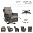 thumbnail image 3 of Gymojoy  Outdoor Wicker Rocking Lounge Chairs with Swivel Base (Set of 2) Grey Wicker / Grey Cushion, 3 of 5