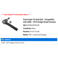 thumbnail image 2 of Front Outer Tie Rod End - Compatible with 2008 - 2010 Dodge Grand Caravan 2009, 2 of 2
