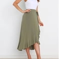thumbnail image 2 of Abcnature Women's Casual Slit Wrap Asymmetrical Elastic High Waist Maxi Draped Skirt Summer Soft Fit Flowy Handkerchief Hemline Midi Skirt Irregular Hip Pack Solid Skirt Recommend Weight 110 to 121lb, 2 of 6