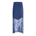 thumbnail image 5 of vigerkar Women Satin Lace Long Skirt Lace Patchwork Maxi Skirt Half Slip Silk High Waist A Line Underskirt (Blue, M), 5 of 9