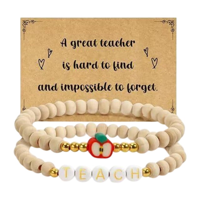 2 piezas Pulseras de cuentas de madera Pulseras de cuentas para decoraciones únicas de maestro Joyería Boho para favores de fiesta de vacaciones Estilo B