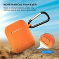 thumbnail image 2 of AirPods Case Cover, Full Protective Soft Silicone Case Accessories with Keychain for Apple AirPods 1st 2nd Generation Charging Case, Front LED Visible, Bright Orange, 2 of 5