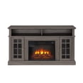 thumbnail image 2 of Classic 58" Rustic TV Stand with 23" Electric Fireplace Insert, Media Entertainment Center Console Table for TV up to 65" with Open and Closed Storage Shelves and Cabinets (Black+Dark Walnut), 2 of 8