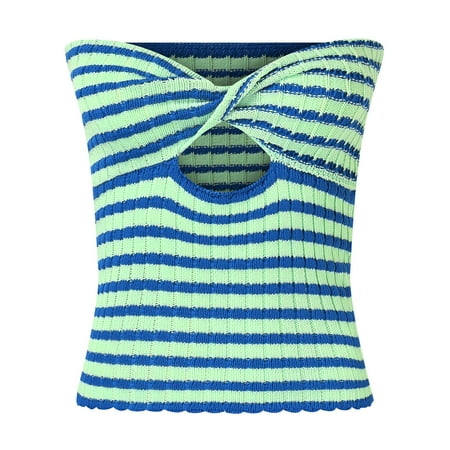 

dmqupv Vest Women Sweater Womens Large Bra Vest Knitted Elastic Vest Stripe Sleeveless Knitted Knitted Sweater Vest Women BU2 Small