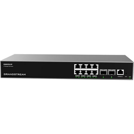 GRANDSTREAM GWN7811P Managed Layer Switch (Layer) 3. Ports: 8X GbE RJ45 PoE 802.3 AF/at, 30W per Port, 2X SFP , Fanless Brand, PRO0457860
