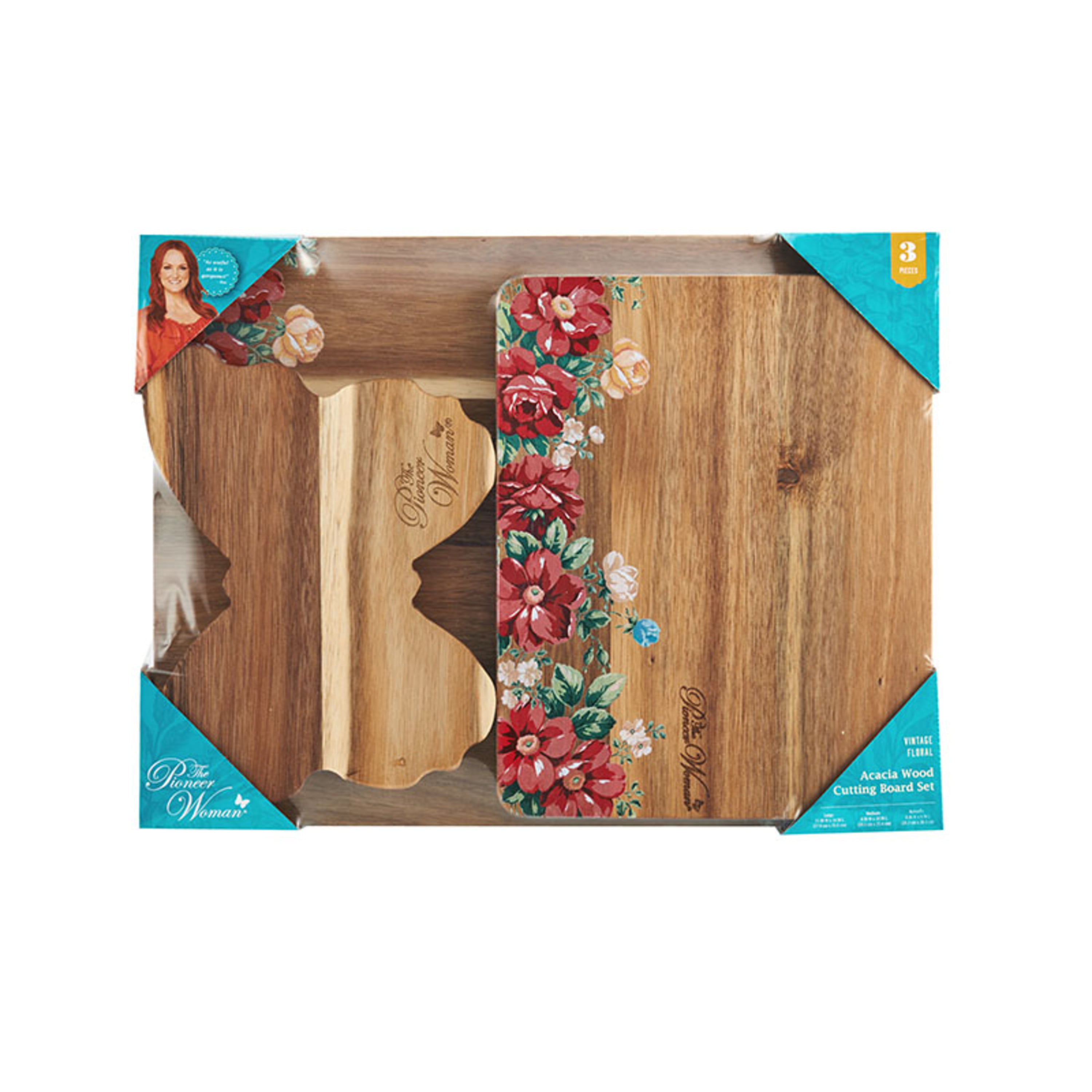 NEW!! PIONEER WOMAN EVIE 3-PC FLORAL FLEXIBLE SILICONE CUTTING MATS BOARD  TEAL