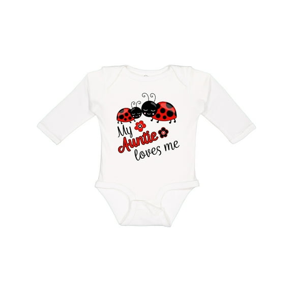 Inktastic My Auntie Loves Me with Cute Lady Bugs Boys or Girls Long Sleeve Baby Bodysuit