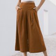 thumbnail image 4 of Pantalón capris con bolsillo para mujer pantalón suelto y fluido cómodo pantalón palazzo ropa diaria, 4 of 8