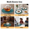 thumbnail image 2 of Ethnic Floral Round 13 Inch Placemats Set of 4, Aqua Teal Vintage Tribe Abstract HeatResistant Non Slip Place Mats for Dining Table, Wipeable Braided Kitchen Table Mats for Housewarming, 2 of 9