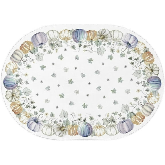 Fall Pumpkin Oval Tablecloth 60x84 Inch Waterproof Fall Thanksgiving Tablecloth Autumn Washable Table Cloth for Party Picnic Dinner Home Decor