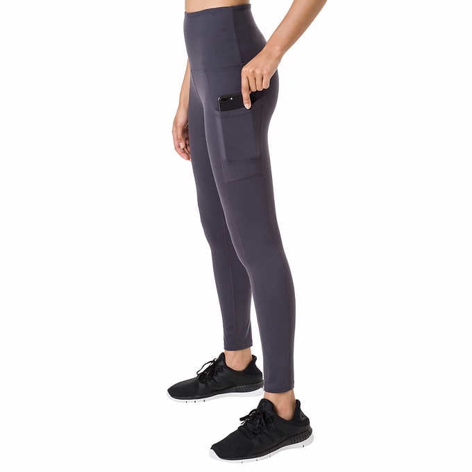 Tuff Athletics Women's Ultra Soft High Waist Yoga Pant Legging Side Pocket  (Storm Gray, Large)