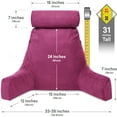 thumbnail image 2 of XXL Husband Pillow Aspen Edition - Big Reading & Bed Rest Pillow with Arms & Detach Neck Roll on Bungee Cord - Premium Memory Foam, Reversible 2 Sided Covers Micro Suede or Plush, Sliding Raspberry, 2 of 9
