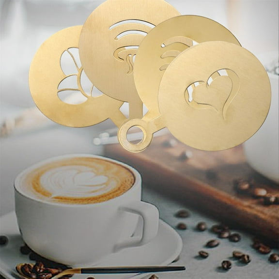 Uioepy Golden Stainless Coffee Latte Art & Bread Powder Sprinkling Kitchen Utensils Set Gold , a Set of Drawing Molds off Promotions