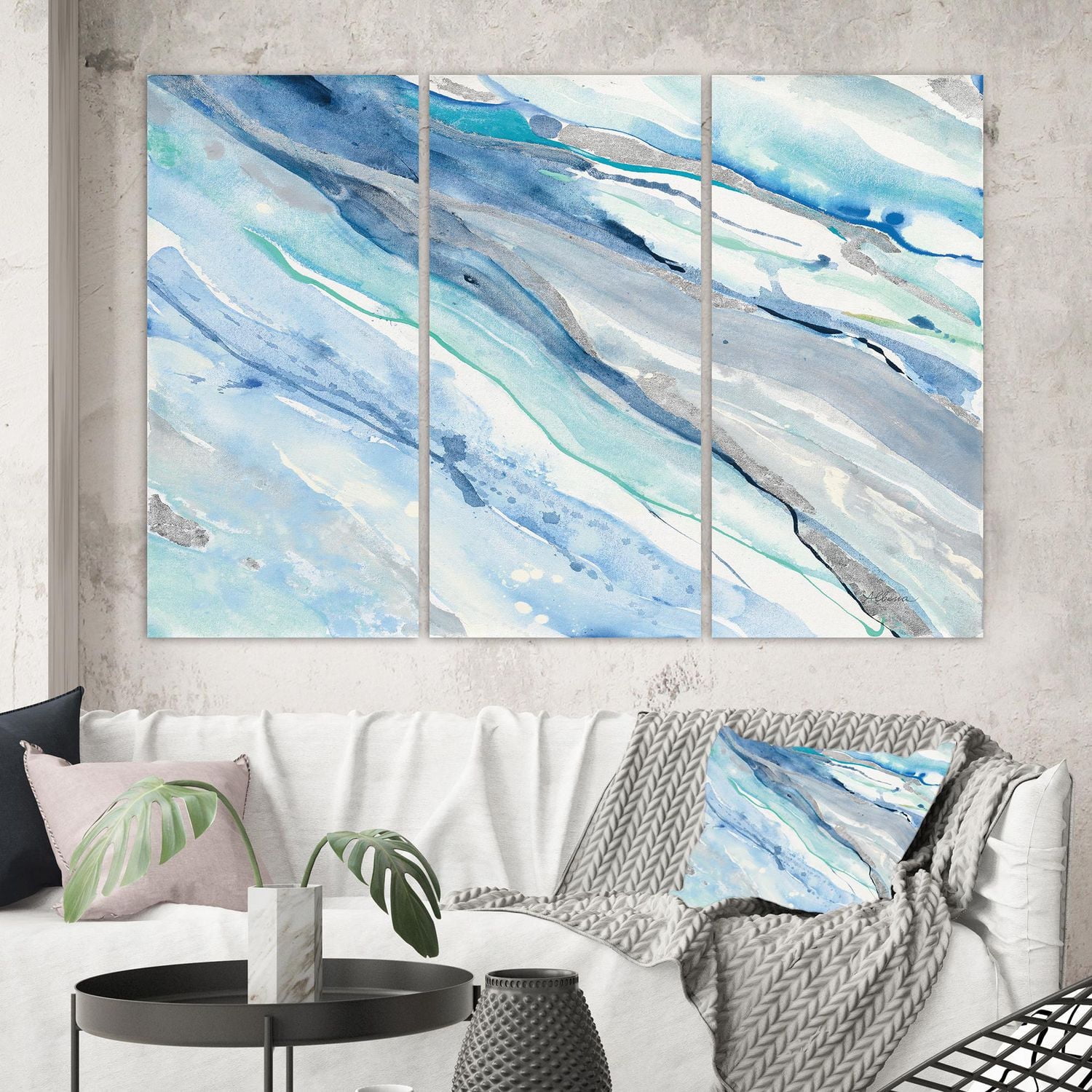 Designart Blue Silver Spring II Canvas Wall Art