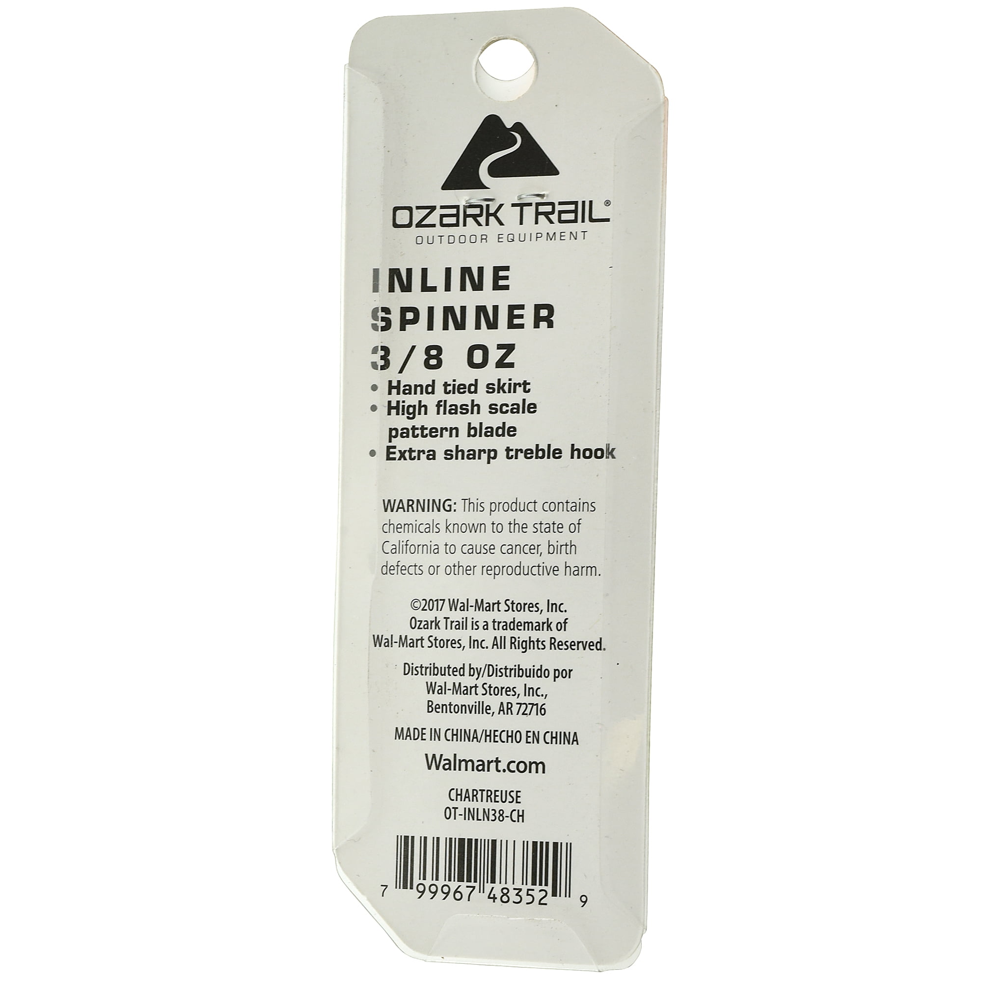 Ozark Trail 3/8 oz Chartreuse Inline Spinner