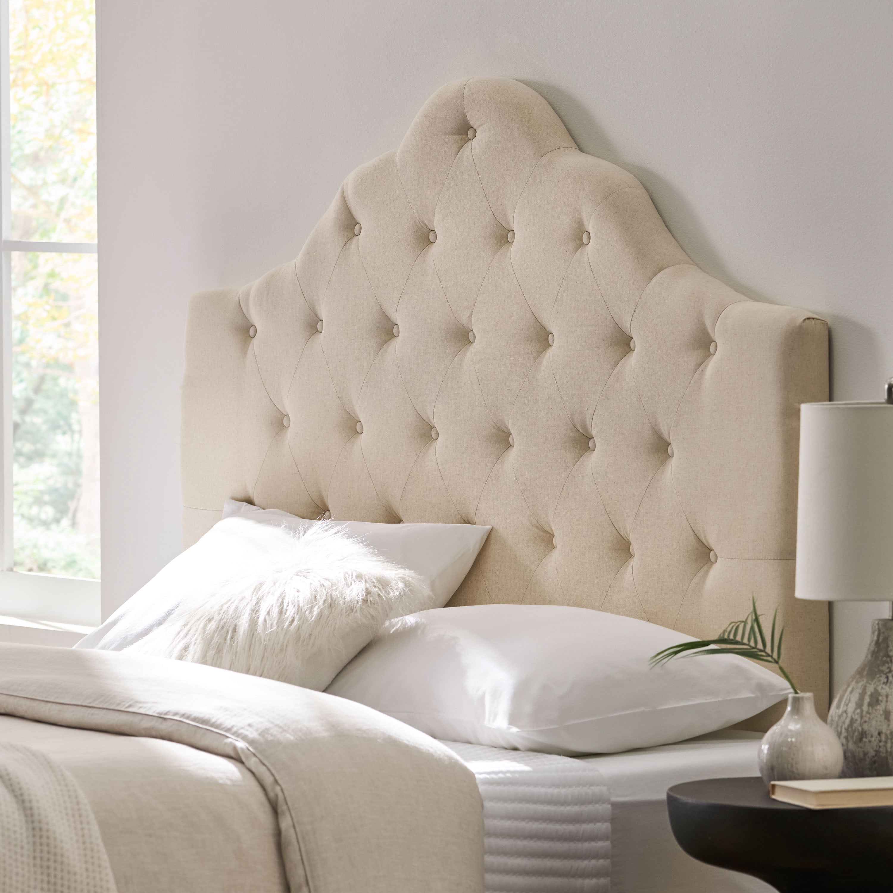 Mardi Fabric Queen/ Full Headboard, Beige