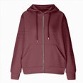 thumbnail image 4 of Godom Hoodies for Women Hooded Hoodies Casual Long Sleeve Drawstring Waffle Pullover Tops Loose Hooded Sweatshirt with Pocket, 4 of 5