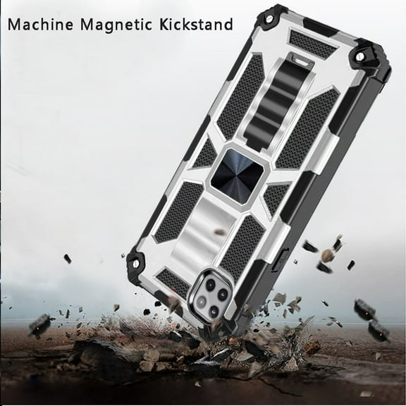 Phone Case for Samsung Galaxy A22 5G Heavy Duty Stand Hybrid Shockproof [Military Grade] Rugged Protective with Built-in Kickstand Cover for Galaxy A22 - Silver