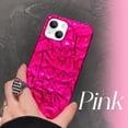 thumbnail image 2 of Compatible with iPhone 15 Plus Glitter Case Luxury Cute 3D Tin Foil Pleated Phone Case for Women Girls Bling Plating Phone Case Soft Silicone Slim Shockproof Protective Cover, Rose, 2 of 16