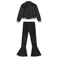 thumbnail image 6 of iiniim Kids Girls Modern Jazz Hip Hop Dance Outfits Long Sleeves Bomber Jacket with Bell-bottoms Pants Set Size 6-16 Black 16, 6 of 7