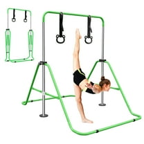 Aukfa Expandable Gymnastic Bars,Adjustable Height Gymnastic Horizontal Bars for Kids, Folding Training Bars,Green