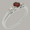 thumbnail image 2 of LBG British Made 9k White Gold Natural Garnet & Cultured Pearl Womens Anniversary Ring - 33 size options - Size 4.75, 2 of 7