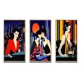 thumbnail image 2 of Designart "Nightlife Diva in Pop Art Style I" Woman Pop Art Framed Wall Art Set Of 3 - Red Glam Frame Canvas Set For Living Room Decor, 2 of 6