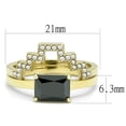 thumbnail image 2 of Luxe Jewelry Designs 2-piece Women's Gold Ion Plated Stainless Steel Ring with Black Diamond CZ, 2 of 4