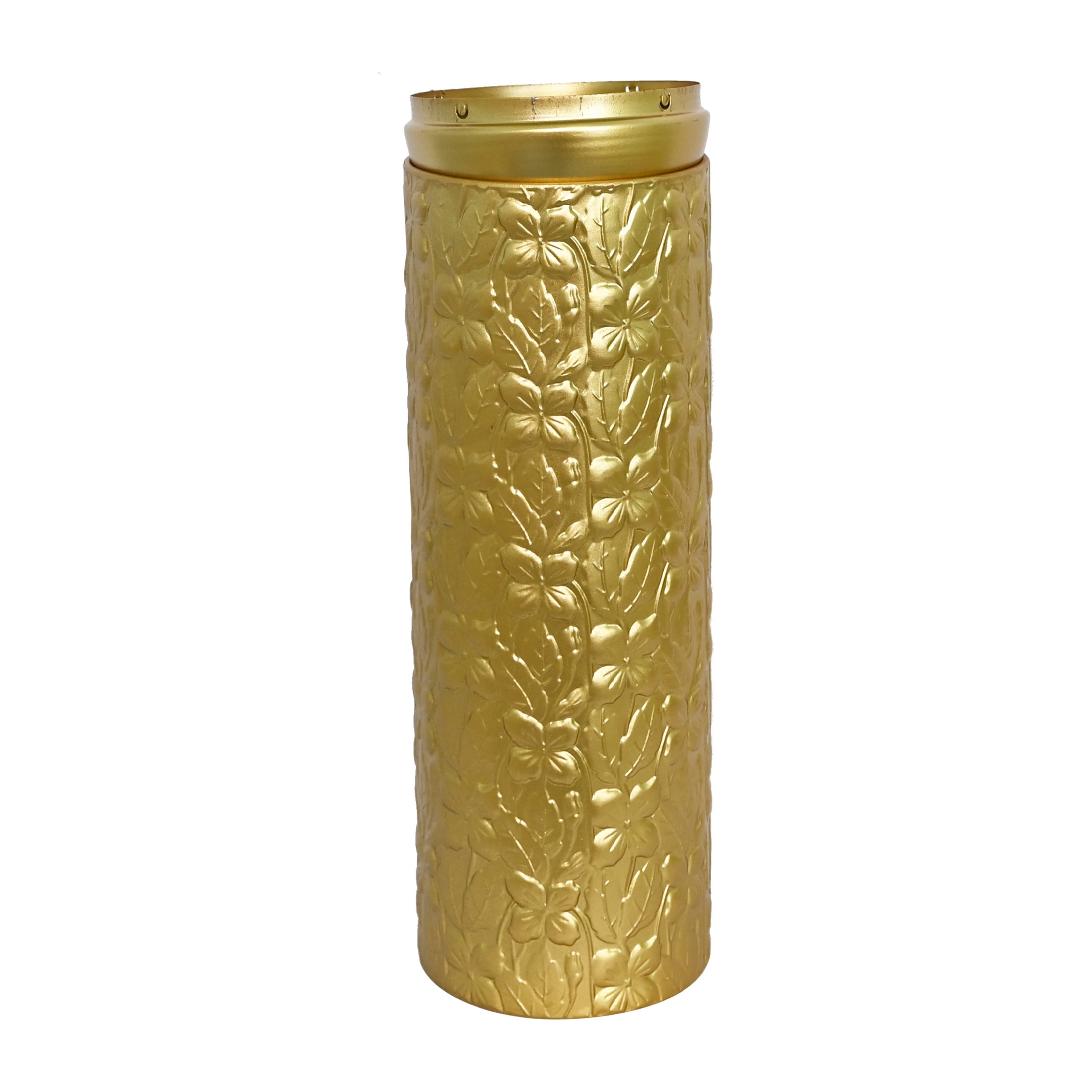 Noble House Set of 3 Decorative Metal Floor Vases, Tall Floral Pattern Vases for Home Decor, Gold