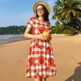 thumbnail image 4 of Disketp Tomatoes And Chili para Vestido de Manga Corta para Mujeres, Vestidos de Verano para Mujeres, Casual y Holgado para la Playa, 4 of 6