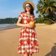 thumbnail image 4 of Balery Tomatoes And Chili Vestidos sueltos de manga corta para mujer, vestidos de verano 2025, vestidos casuales de corte A con vuelo., 4 of 6