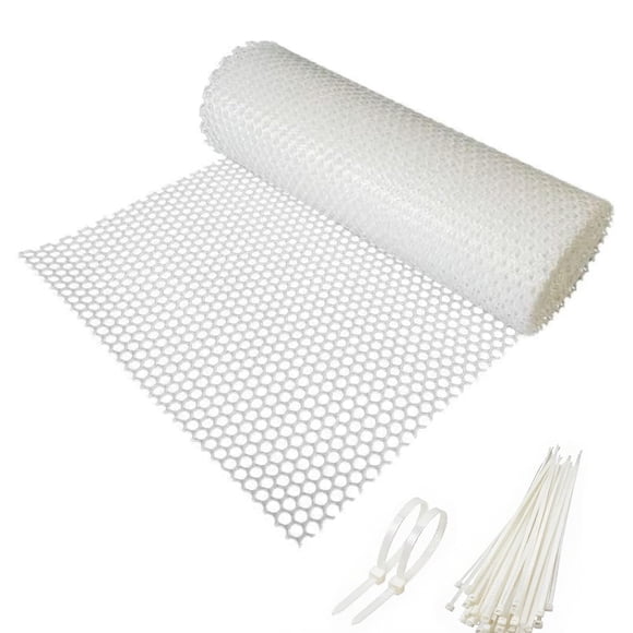 Shoyisenka 40 x 300cm Plastic Wire Mesh Fence Roll with 50 Pcs Fixed Straps, Durable Chicken Wire M
