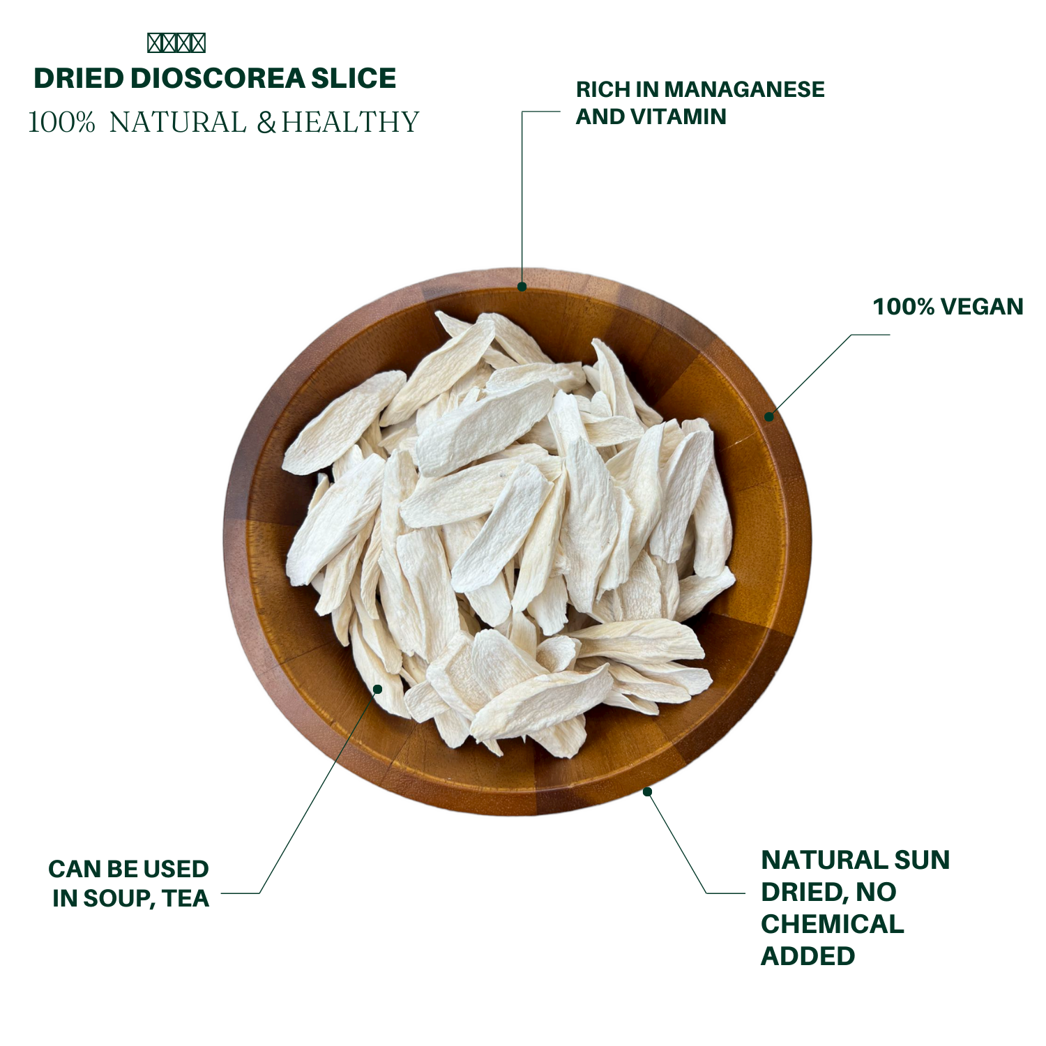 Royal Seafood USA Premium Dried Dioscorea Slice Chinese Yam Slice 16oz