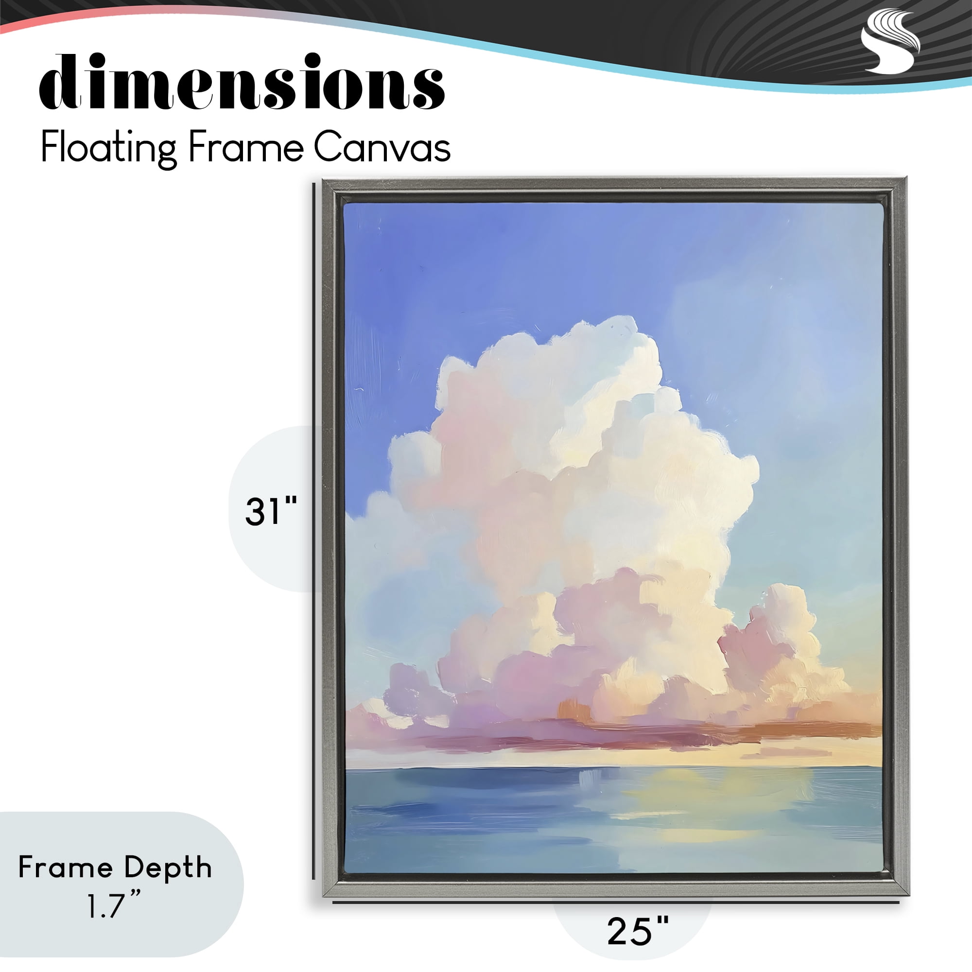 Stupell Industries Dreamy Pastel Clouds over Sea Gray Framed Floater Canvas Wall Art, design by The Prints Vibe