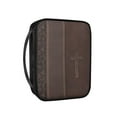 thumbnail image 2 of FKELYI Brown Floral Cross Print Bible Cover with Handle Faux Leather Bible Case Book Cover with Zipper Pocket Christian Bag Protector Book Organzoer Holder for Prayer Study, 2 of 5