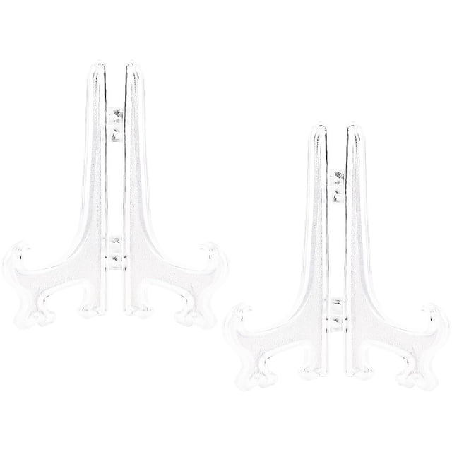 Funzhan 2pcs Clear Acrylic Easels Plastic Plate Stands Holders Fold Display Stand Picture Frame Photo Artwork Home Decoration - 3 Inch