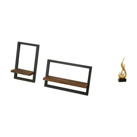 Lipstore Wall Storage Shelves Wooden Floating Shelves Wood Wall Shelves Abstract Fire Sculpture Modern Resin Ornament Decorative Shelf Suitable for Bedroom