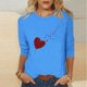 thumbnail image 1 of TaTaai Fashion Women's Round Neck 3/4 Sleeve Top, Heart Printed Loose Blouse, Soft Lightweight Fabric for Daily Home Casual Occasions Gift, 1 of 4