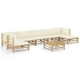 thumbnail image 1 of vidaXL 8 Piece Garden Lounge Set with Cream White Cushions Bamboo, 1 of 12