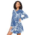 thumbnail image 3 of FORMRS Womens Long Sleeve Nightgowns Crew Neck Sleep Shirt Soft Pajamas Sizes S-3XL, Blue Garden Pattern, 3 of 8