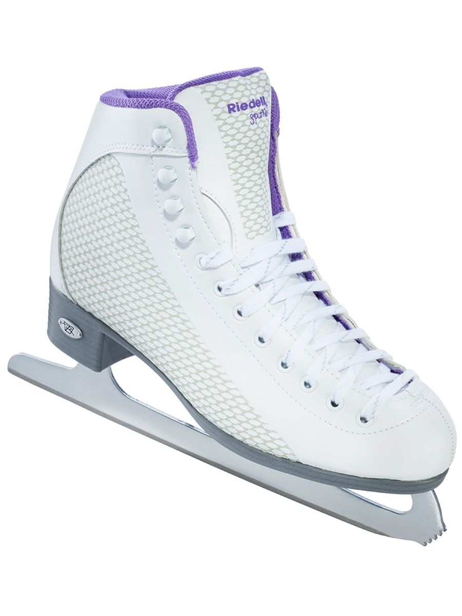 Riedell Ice Skates 113 White & Sparkle Lime Ladies Shoes by
