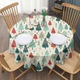 thumbnail image 3 of Beige Christmas Tree Pattern Round Tablecloth 60"x60",Wrinkle Wipeable Table Cloth for Kitchen Dining Room Picnic Patio Party, 3 of 6