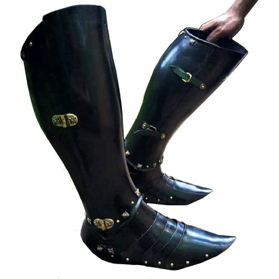 Armor Greaves Medieval Functional Black Steel Knights Leg Guard
