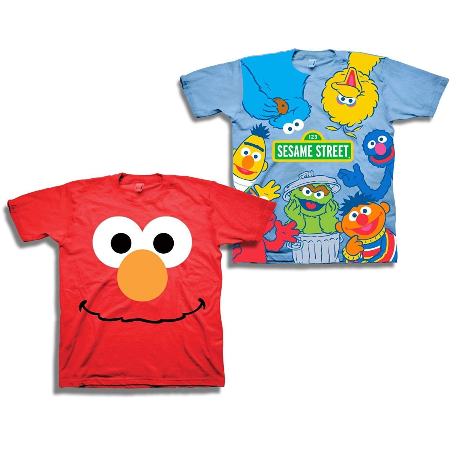 ELMO Sesame Street Kid/'s Red cotton short sleeve cartoon Character crew T Shirt