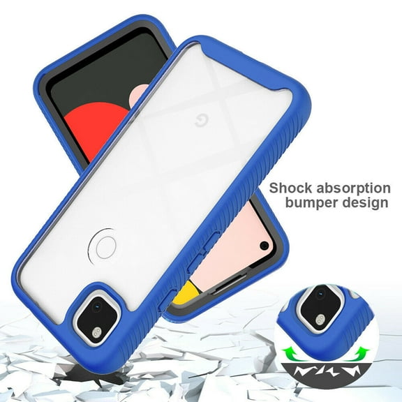 Circlemalls Case for Google Pixel 5A Case, 12 Feet Drop Test Shockproof Transparent Cover (Blue)