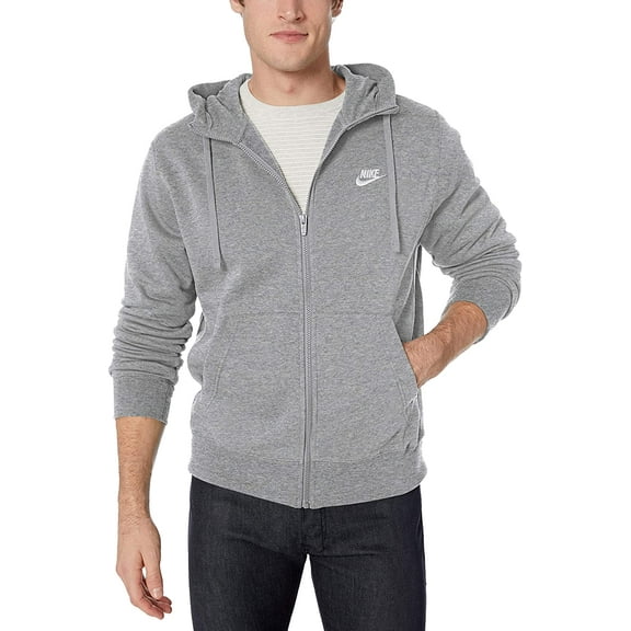 Nike Men's Club Zip Up Logo Hoodie Gray Size XX-Large