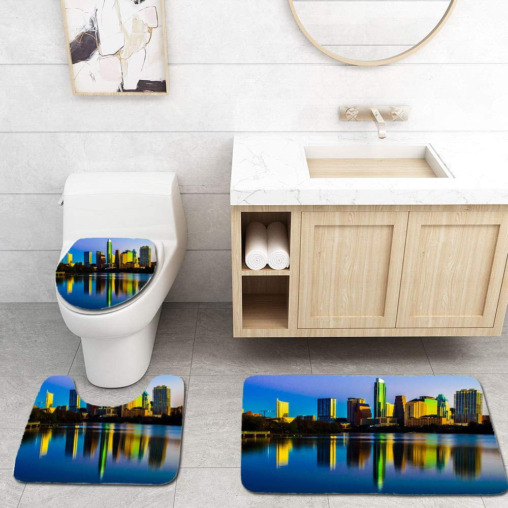 Erehome My Home Best City In Texas Morning Epic Skyline 3 Piece Bathroom Rugs Set Bath Rug Contour Mat And Toilet Lid Cover Walmart Canada